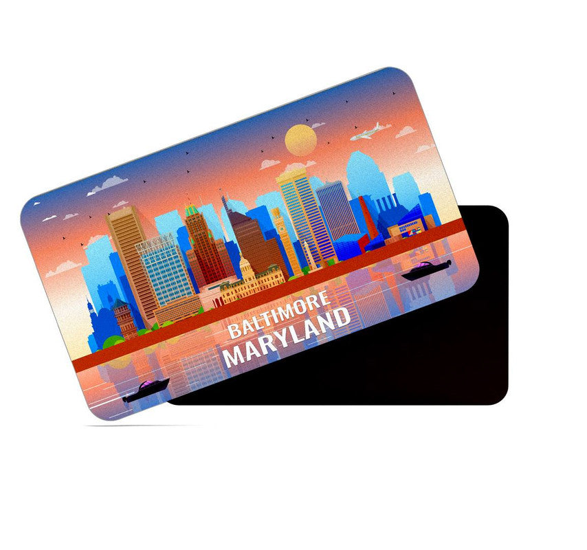 dhcrafts Rectangular Rubber Fridge Magnet / Magnetic Card Multicolor Maryland Baltimore Design Pack of 1 (8.6cm x 5.4cm)